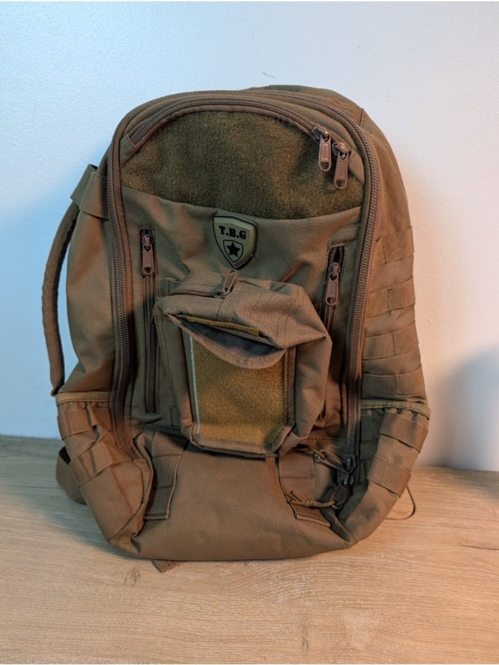 TBG Tactical Baby Gear Diaper Bag Backpack Tan Beige Distressed